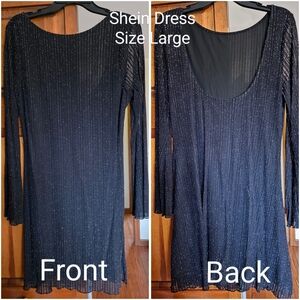 SHEIN Sparkling Black Long Sleeve Dress